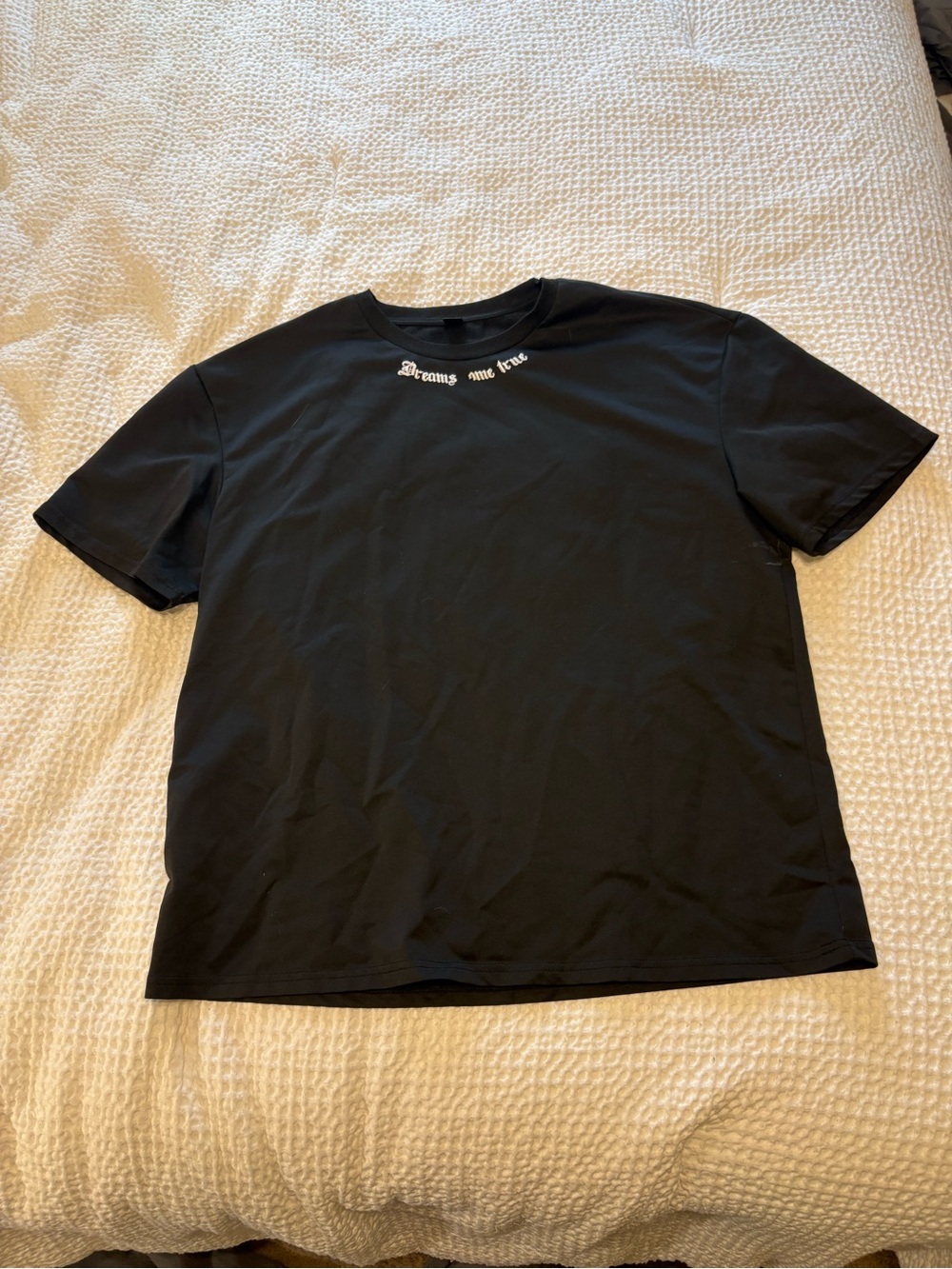 SHEIN Black Short Sleeve Tee with White Neckline Script